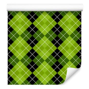 Zeleno-limeta i maslinasto karirane tapete za dnevni boravak i spavaću sobu 50x1000 cm