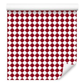 Tapeta s geometrijskim dijamantima, crvena i bijela, za dnevni boravak i spavaću sobu 50x1000 cm