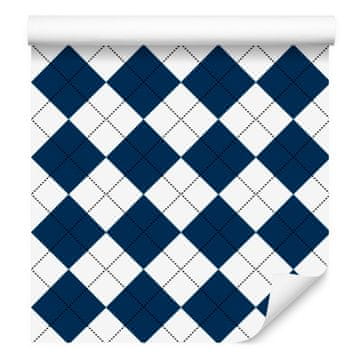 Osnovna retro kockasta tapeta tamnoplava i bijela 50x1000 cm