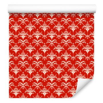 Božićna damask tapeta crvena i koraljna 50x1000 cm