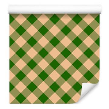 Božićna jesenska karirana tapeta žuta i zlatna 50x1000 cm