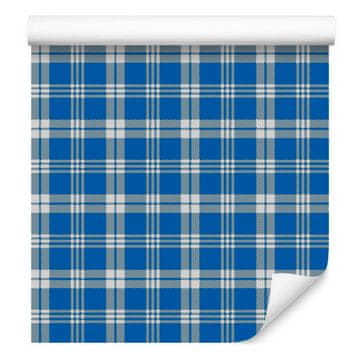 Plava i svijetlo siva kockasta tapeta 50x1000 cm