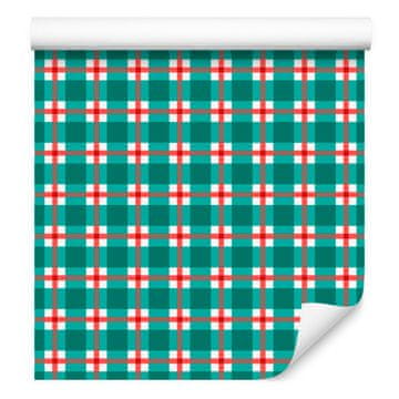 Vichy karirane tapete u boji mora i koralja za dnevni boravak i spavaću sobu 50x1000 cm
