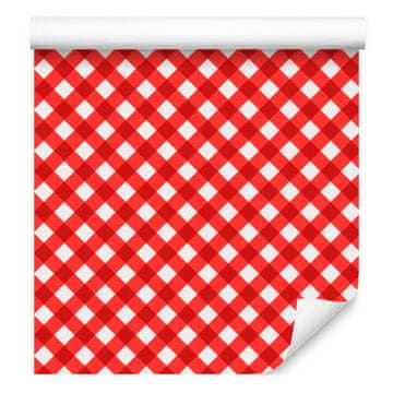 Crvene Vichy kockaste tapete za dnevni boravak i spavaću sobu 50x1000 cm
