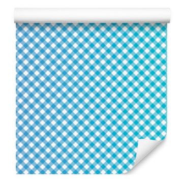 Azurno-celadon kockasta tapeta za dnevni boravak i spavaću sobu 50x1000 cm