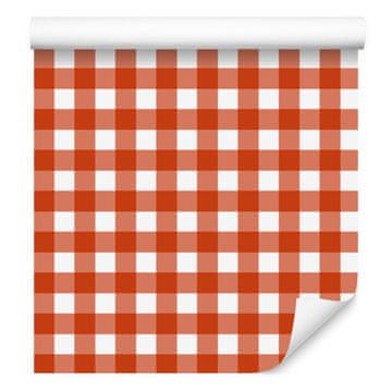 Šarena retro kockasta tapeta narančasta i bijela 50x1000 cm