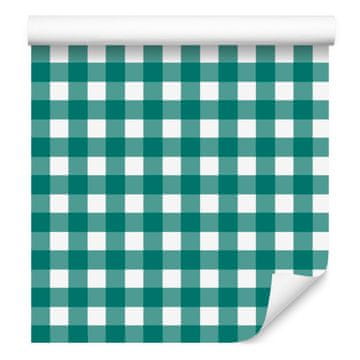 Šarene retro kockaste tapete u morskoj i bijeloj boji za dnevni boravak i spavaću sobu 50x1000 cm