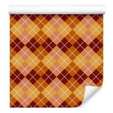 Jesenska karirana tapeta narančasta, zlatna, crvena i bordo 50x1000 cm