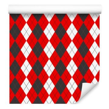 Crvene kockaste tapete, crvena, koraljna i bijela, 50x1000 cm