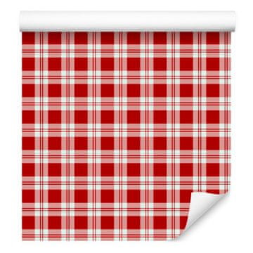 Crvene kockaste tapete, crvena i svijetlosiva, 50x1000 cm
