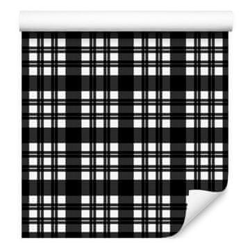 Tapeta crno-bijela karirana siva, grafitna sredina 50x1000 cm