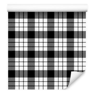 Tapeta crno-bijela karirana siva, svijetlo siva i grafitna 50x1000 cm