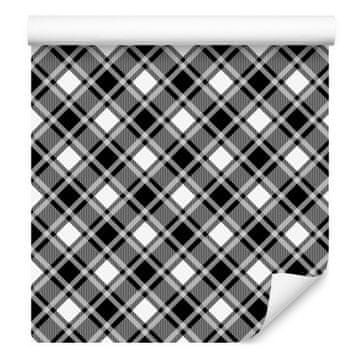 Tapeta crno-bijela kockasta siva i grafitna, siva pozadina 50x1000 cm
