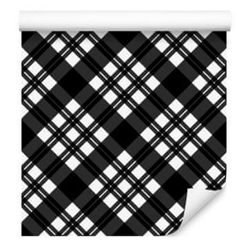Tapeta crno-bijela karirana grafitno-siva 50x1000 cm