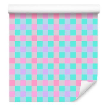 Tapeta s kockastim uzorkom, svijetlosiva i mint, 50x1000 cm
