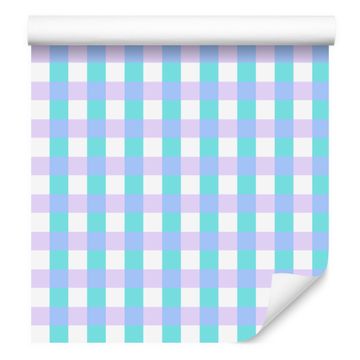 Tapeta Candy Check, bijela i celadon boja, za dnevni boravak i spavaću sobu 50x1000 cm