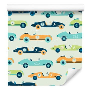 Tapeta s vintage trkaćim automobilima za dnevni boravak i spavaću sobu 50x1000 cm