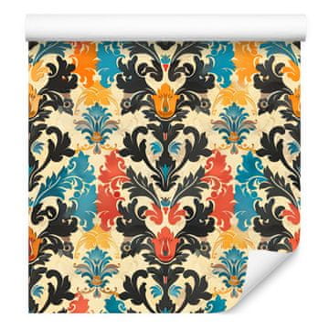 Barokna damask tapeta smeđe i bež boje za dnevni boravak i spavaću sobu 50x1000 cm