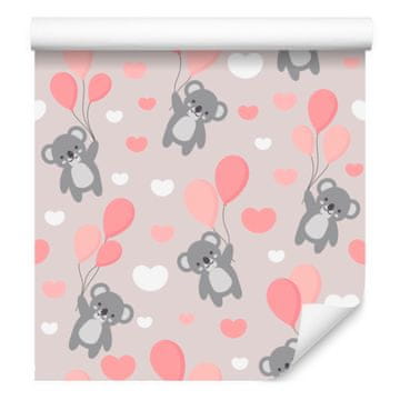 Fototapeta s koalama, balonima i srcima za dnevni boravak i spavaću sobu 50x1000 cm