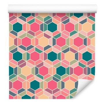 Šarene tapete s geometrijskim retro uzorkom za dnevni boravak i spavaću sobu 50x1000 cm