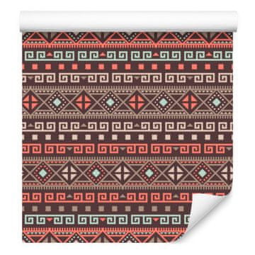 Tapeta s etničkim uzorkom, crvena i smeđa 50x1000 cm