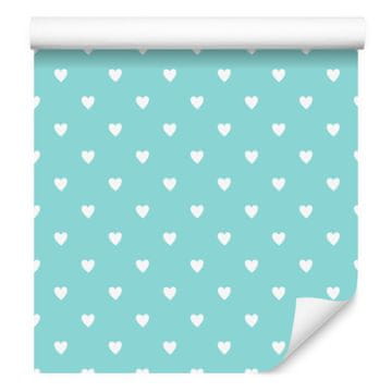 Tapeta srca Celadon i bijela 50x1000 cm