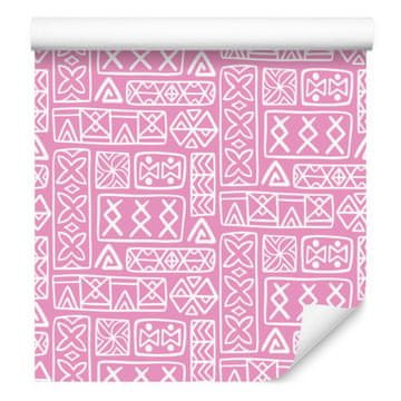 Polinezijska tapeta s geometrijskim uzorkom, puderasto ružičasta, 50x1000 cm