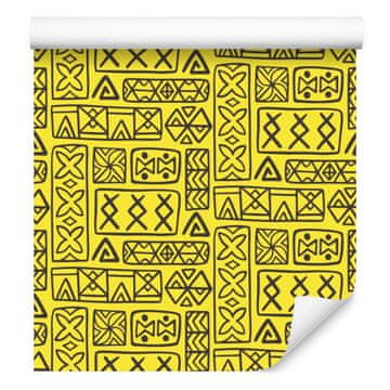Polinezijska tapeta s geometrijskim uzorkom, žuta 50x1000 cm
