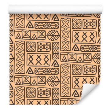Polinezijska tapeta s geometrijskim uzorkom, zlatna i smeđa, 50x1000 cm