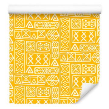 Polinezijske tapeta s geometrijskim uzorkom, zlatna i krem, 50x1000 cm