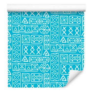 Polinezijska tapeta s geometrijskim uzorkom, tirkizna i celadon boja 50x1000 cm