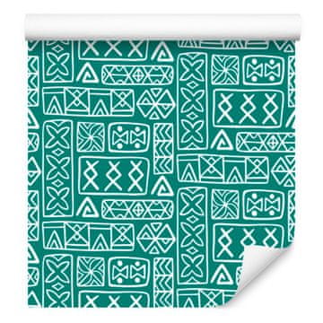 Polinezijska tapeta s geometrijskim uzorkom, tirkizna i morska boja 50x1000 cm