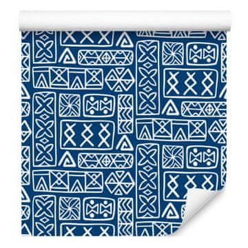 Polinezijska tapeta s geometrijskim uzorkom, plava 50x1000 cm