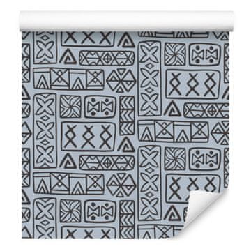Polinezijska tapeta s geometrijskim uzorkom, siva i svijetlosiva, 50x1000 cm