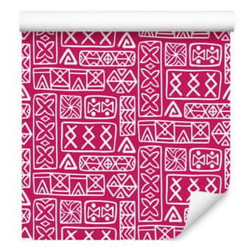 Polinezijska tapeta s geometrijskim uzorkom, ljubičasta i puderasto ružičasta, 50x1000 cm