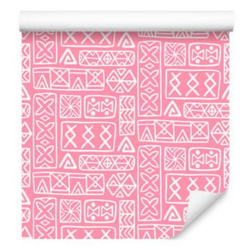 Polinezijska tapeta s geometrijskim uzorkom, puderasto ružičasta, 50x1000 cm
