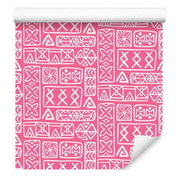 Polinezijska tapeta s geometrijskim uzorkom, puderasto ružičasta, 50x1000 cm