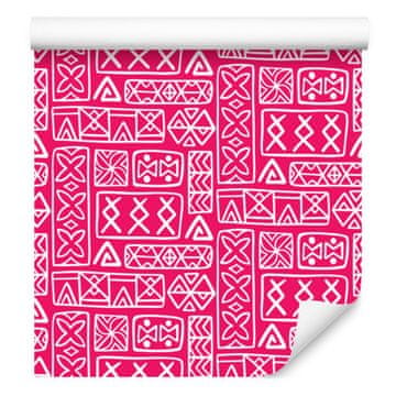 Polinezijske tapeta s geometrijskim uzorkom, puderasto ružičasta i ljubičasta, 50x1000 cm