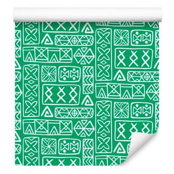 Polinezijska tapeta s geometrijskim uzorkom, more i menta, 50x1000 cm