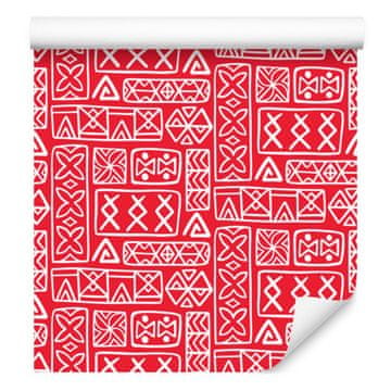 Polinezijska tapeta s geometrijskim uzorkom, koraljna i crvena, 50x1000 cm