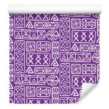 Polinezijska tapeta s geometrijskim uzorkom, ljubičasta i lavanda, 50x1000 cm