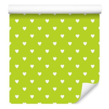 Tapeta srca boje limete i kreme 50x1000 cm
