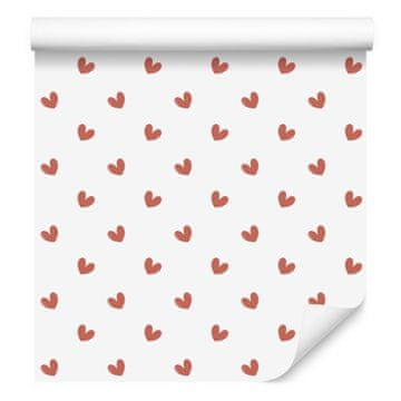 Tapeta srca bijela, koraljna, crvena i breskvasta 50x1000 cm