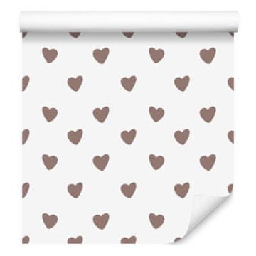 Tapeta sa srcima bijela, svijetlosiva i crvena 50x1000 cm