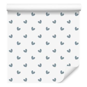 Tapeta srca bijela, svijetlosiva, plava i siva 50x1000 cm