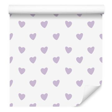 Tapeta srca bijela, lavanda i svijetlosiva 50x1000 cm