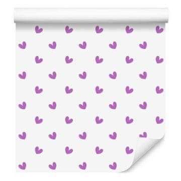 Tapeta srca bijela, lavanda i ljubičasta 50x1000 cm