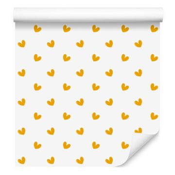 Tapeta sa srcima u bijeloj, krem, zlatnoj i žutoj boji 50x1000 cm