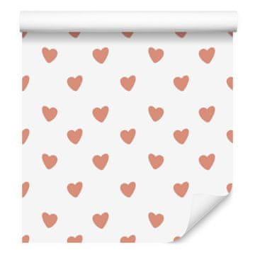 Tapeta srca bijela, krem, narančasta i bež 50x1000 cm