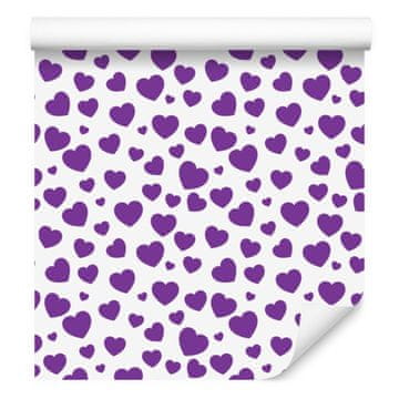 Tapeta srca bijela, ljubičasta, lavanda i svijetlosiva 50x1000 cm